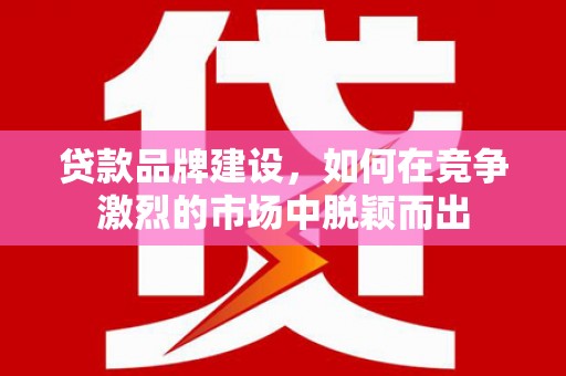 津市贷款品牌建设，如何在竞争激烈的市场中脱颖而出