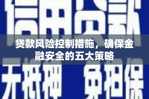 津市贷款风险控制措施，确保金融安全的五大策略