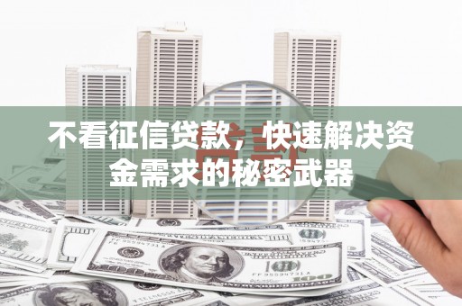 津市不看征信贷款，快速解决资金需求的秘密武器
