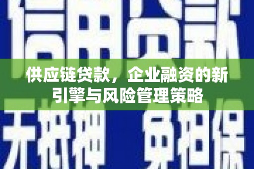 津市供应链贷款，企业融资的新引擎与风险管理策略