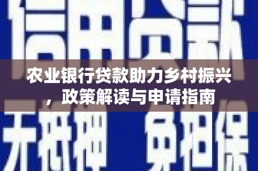 津市农业银行贷款助力乡村振兴，政策解读与申请指南